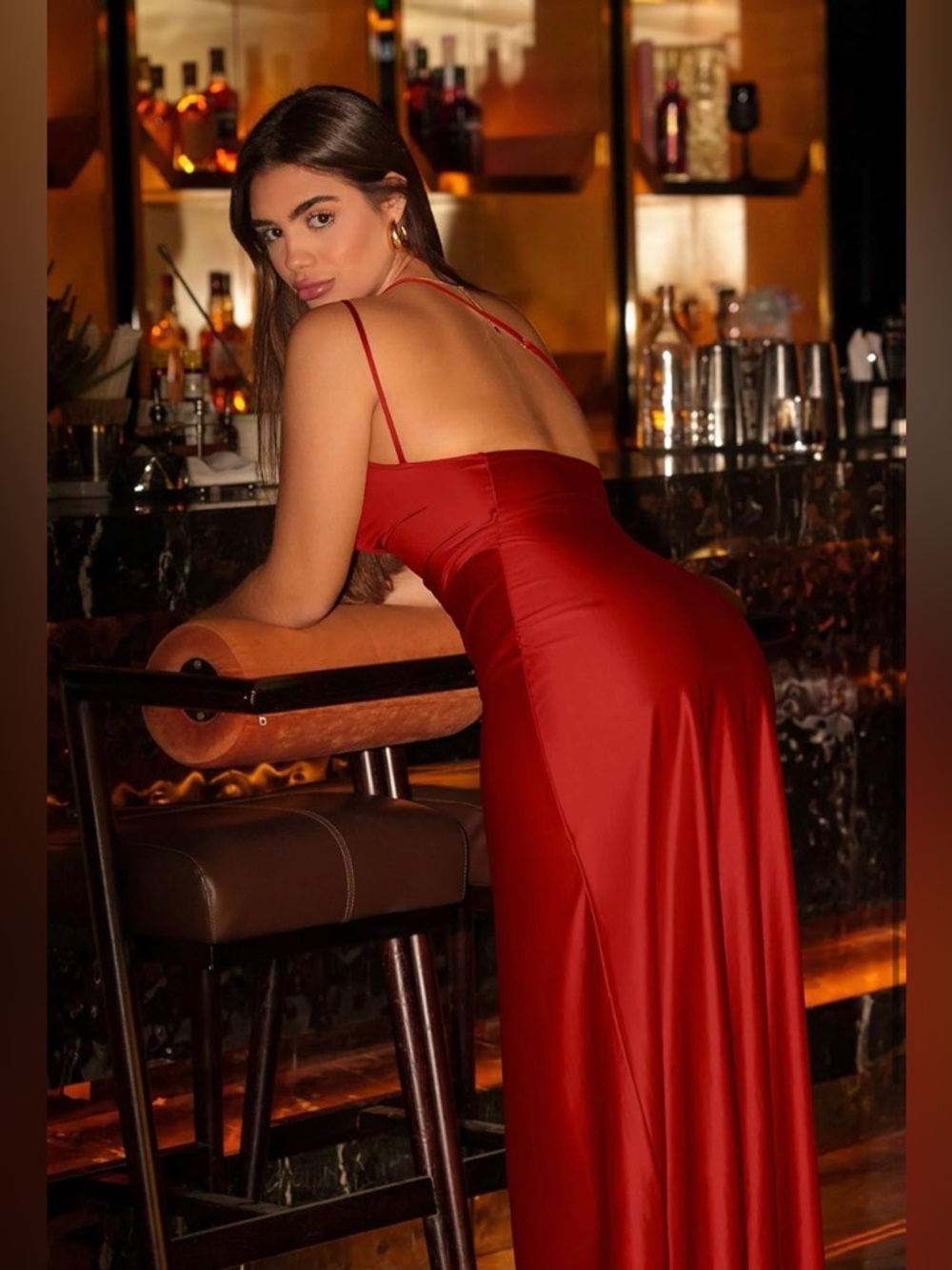 NWOT - One-Shoulder Red High Slit Ruched Evening Gown, Hot Vegas Party Sexy Prom - Picture 6 of 11